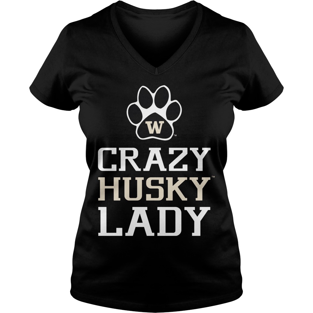 Washington Huskies Crazy Husky Lady Ladies V Neck