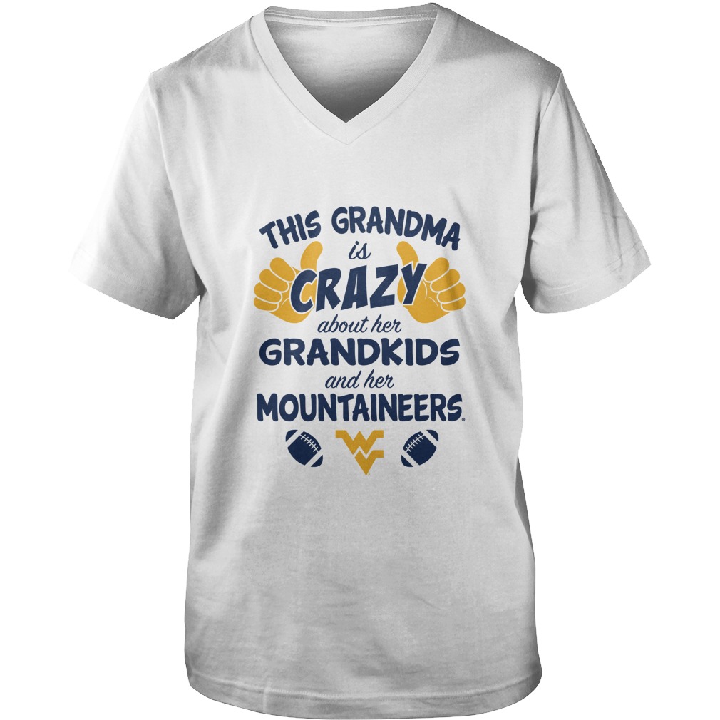West Virginia Mountaineers Grandma Crazy Grandkids Mountaineers Guys V Neck