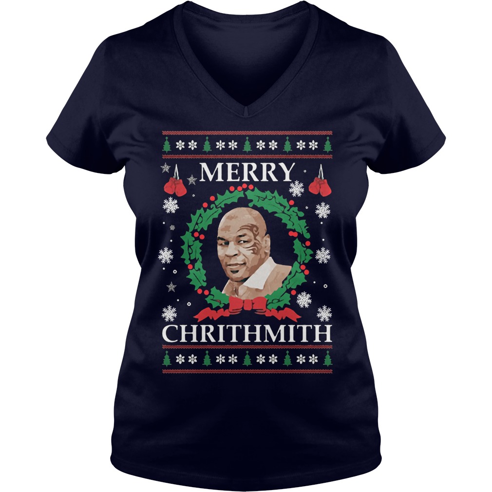 2017 Merry Chrithmith Mike Tyson Ugly Christmas Vneck