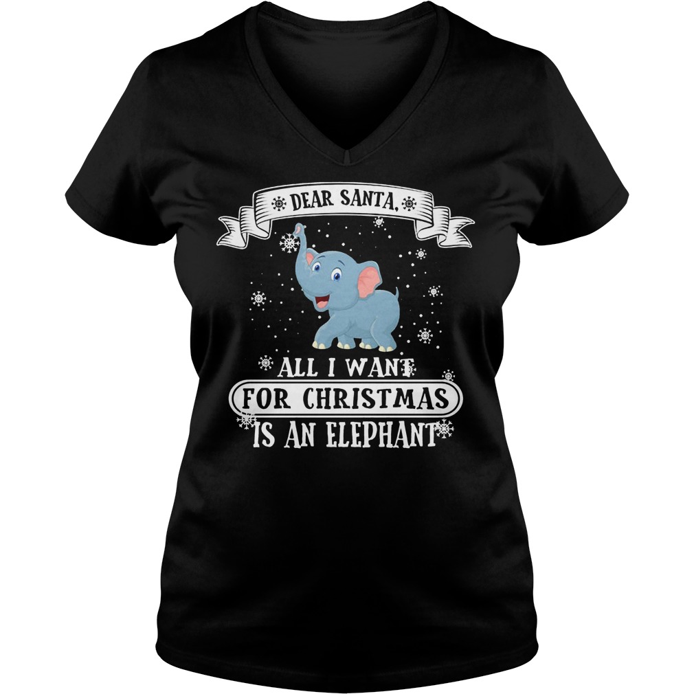 All I Want For Christmas Is An Elephant Ladies V Neck