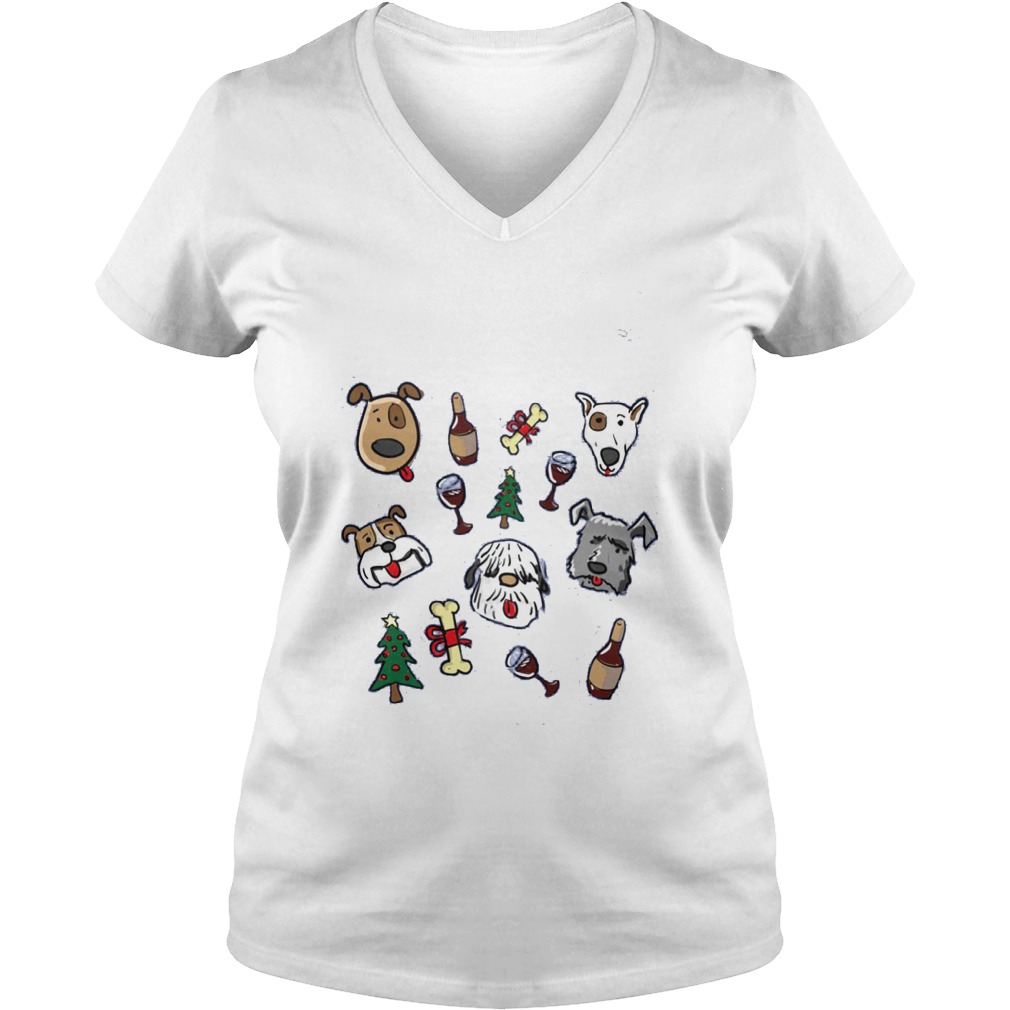 All I Want For Christmas Is Dogs And Wine Ladies V Neck
