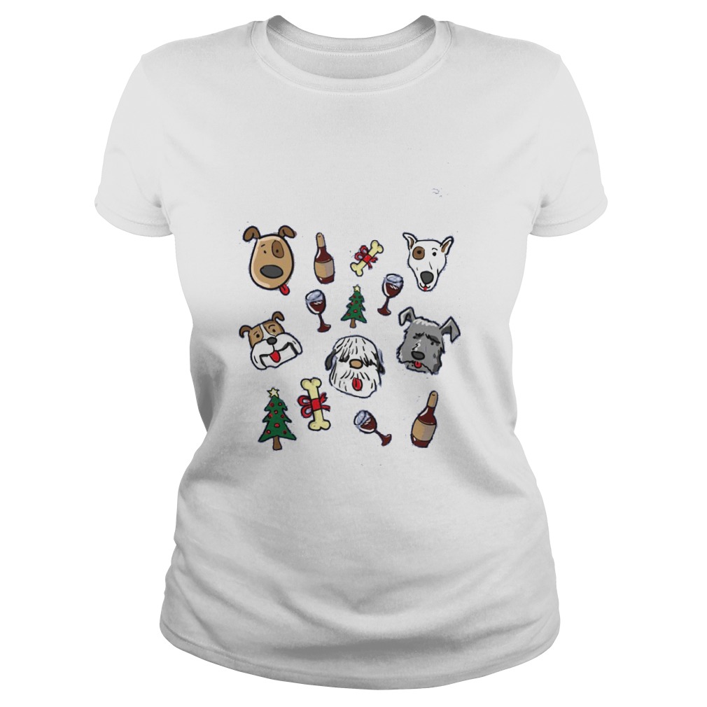 All I Want For Christmas Is Dogs And Wine Ladies Tee