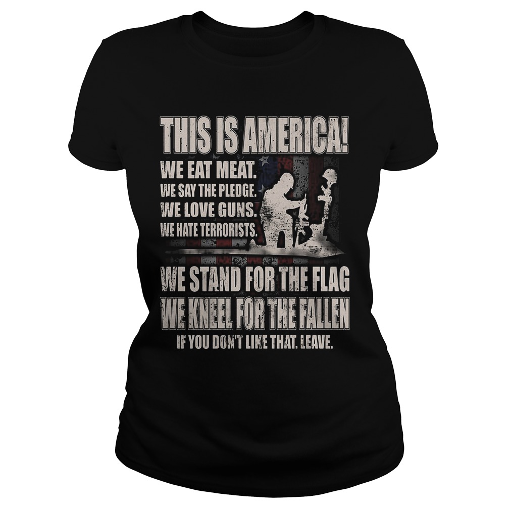 America Stand Flag Kneel Fallen Ladies Tee