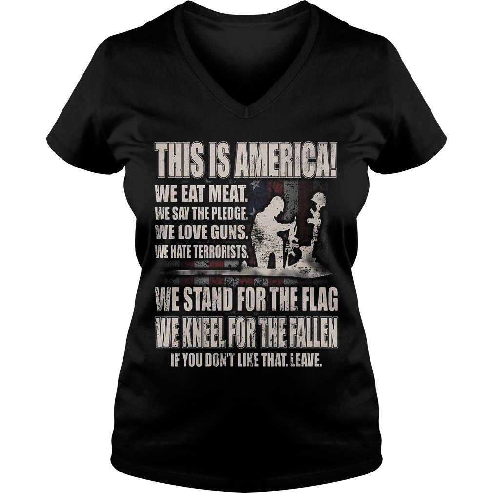 America Stand Flag Kneel Fallen Ladies V Neck