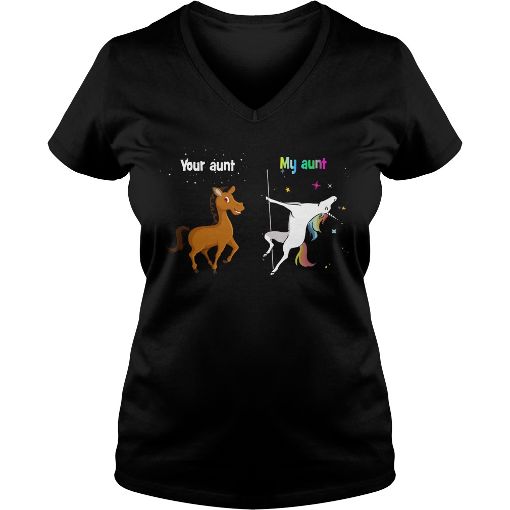 Aunt Horse Aunt Unicorn Ladies V Neck