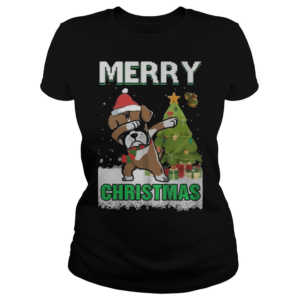 Boxer Dabbing Claus Merry Christmas Ladies