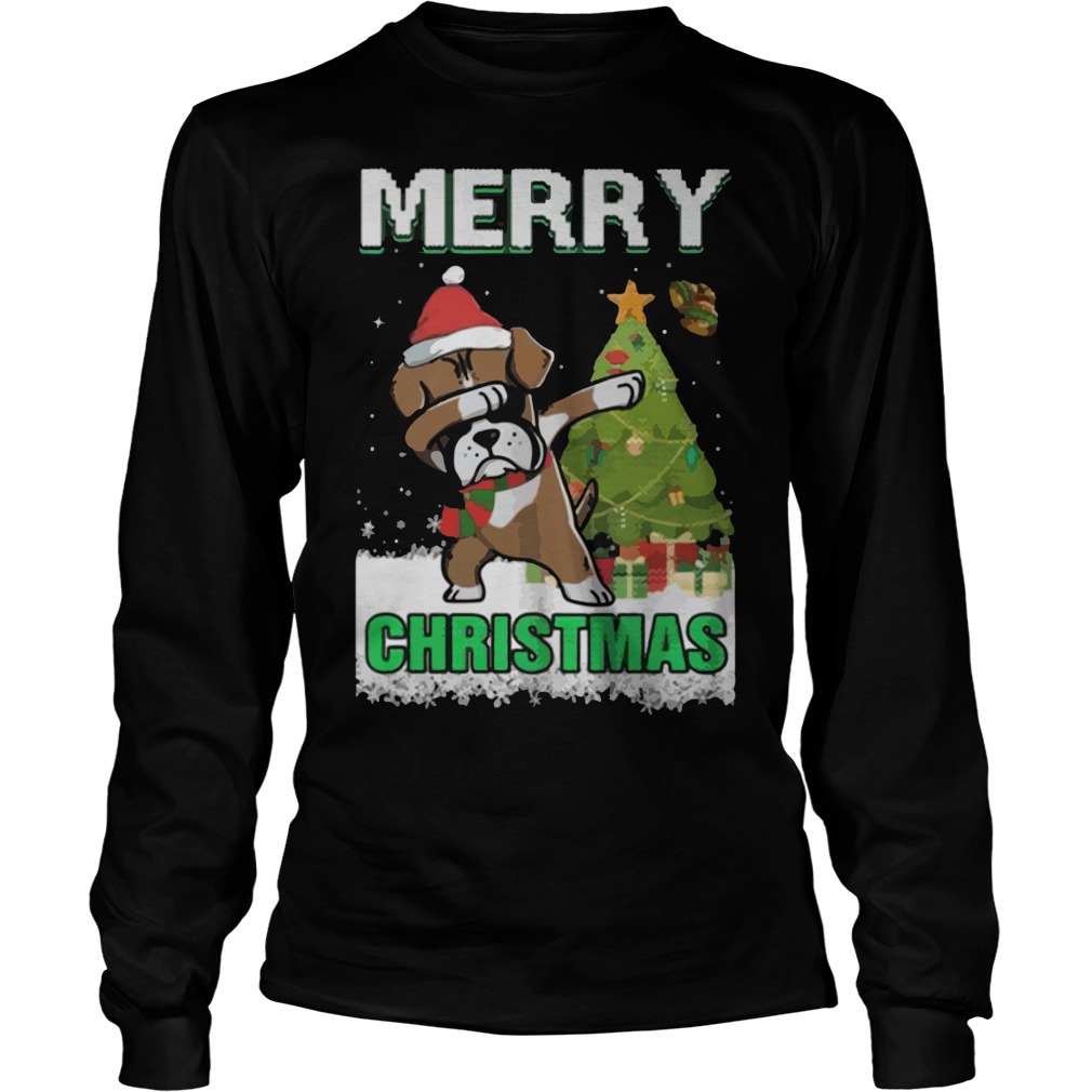 Boxer Dabbing Claus Merry Christmas Longsleve