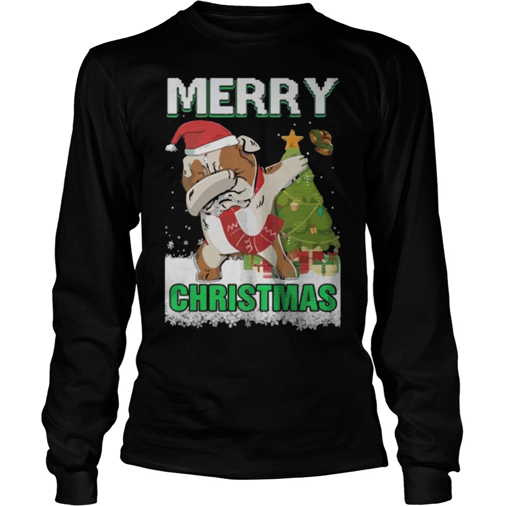 Bulldog Dabbing Claus Merry Christmas Longsleeve