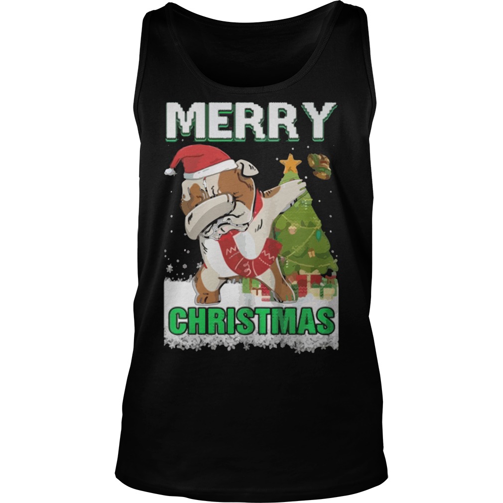 Bulldog Dabbing Claus Merry Christmas Tanktop