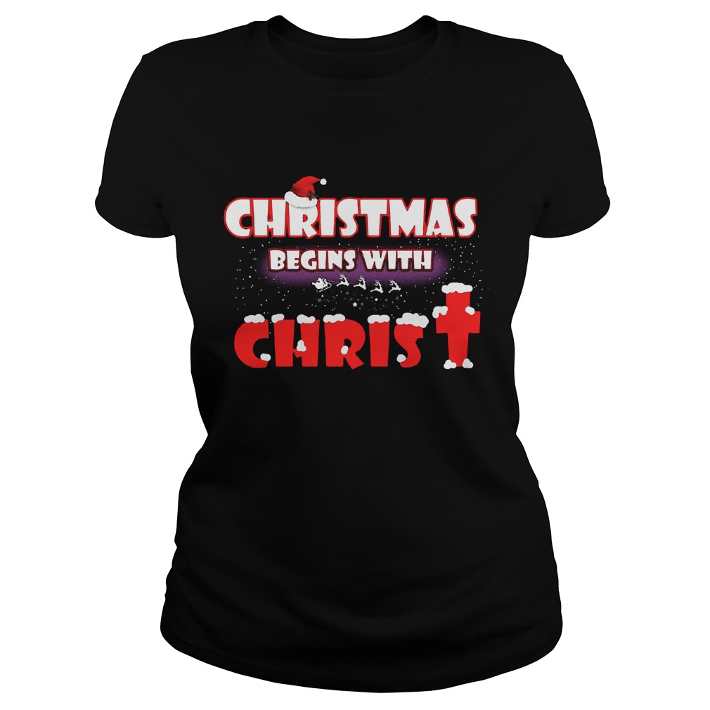 Christmas Begins Christ Ladies Tee