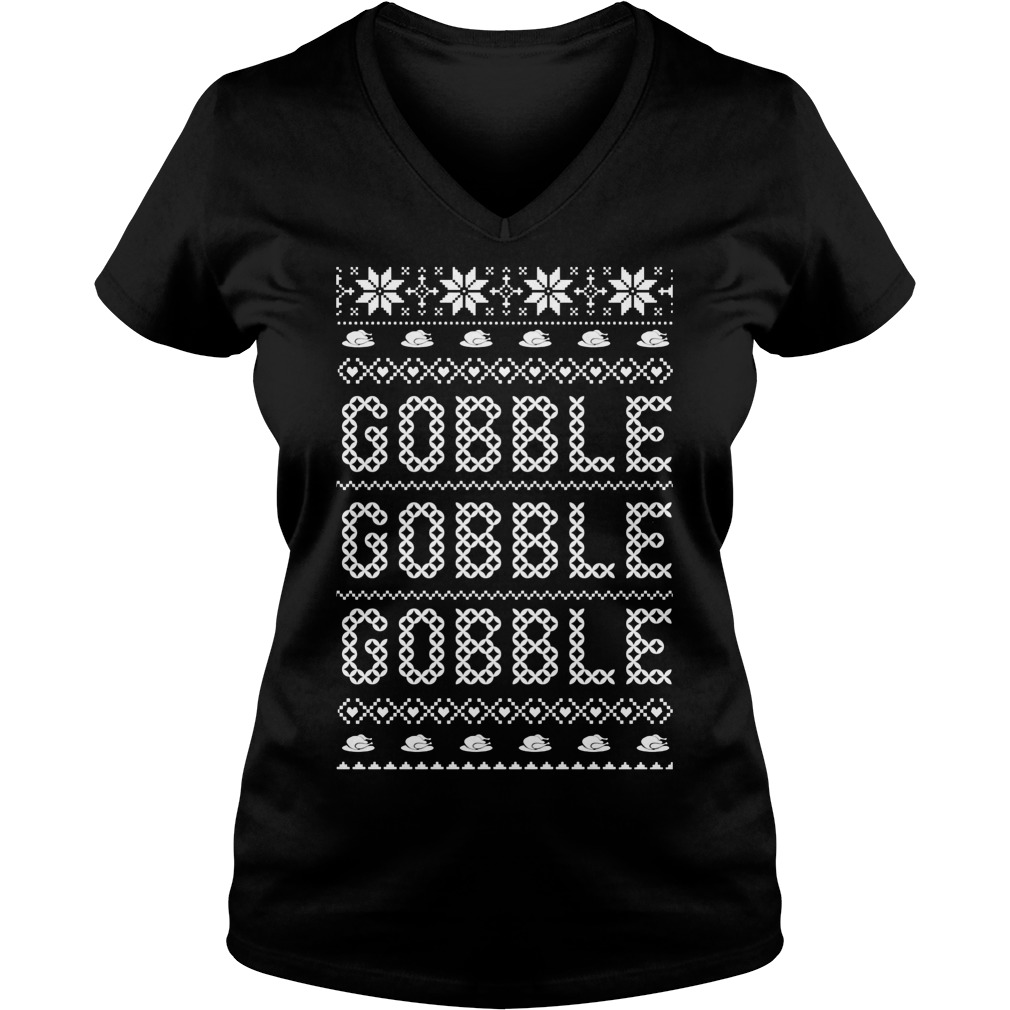 Christmas Gobble Gobble Gobble V Neck
