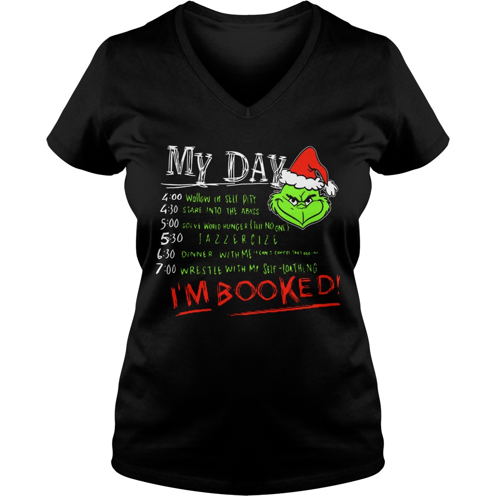 Christmas Grinch Im Booked Baseball Ladies V Neck