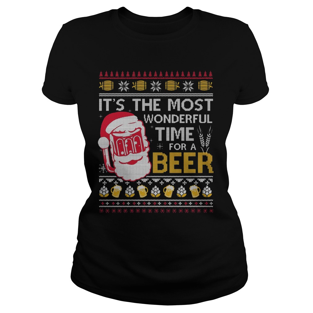 Christmas Wonderful Time Beer Ladies Tee