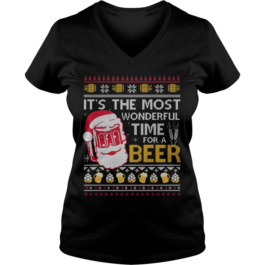 Christmas Wonderful Time Beer V Neck