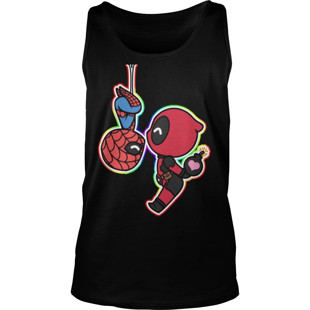 Deadpoll Spiderman Kissing Tanktop
