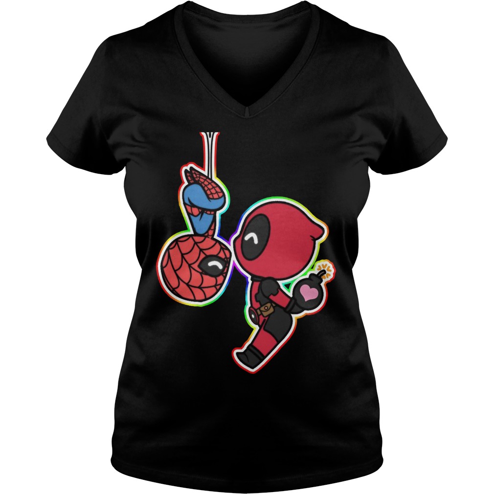 Deadpoll Spiderman Kissing Vneck
