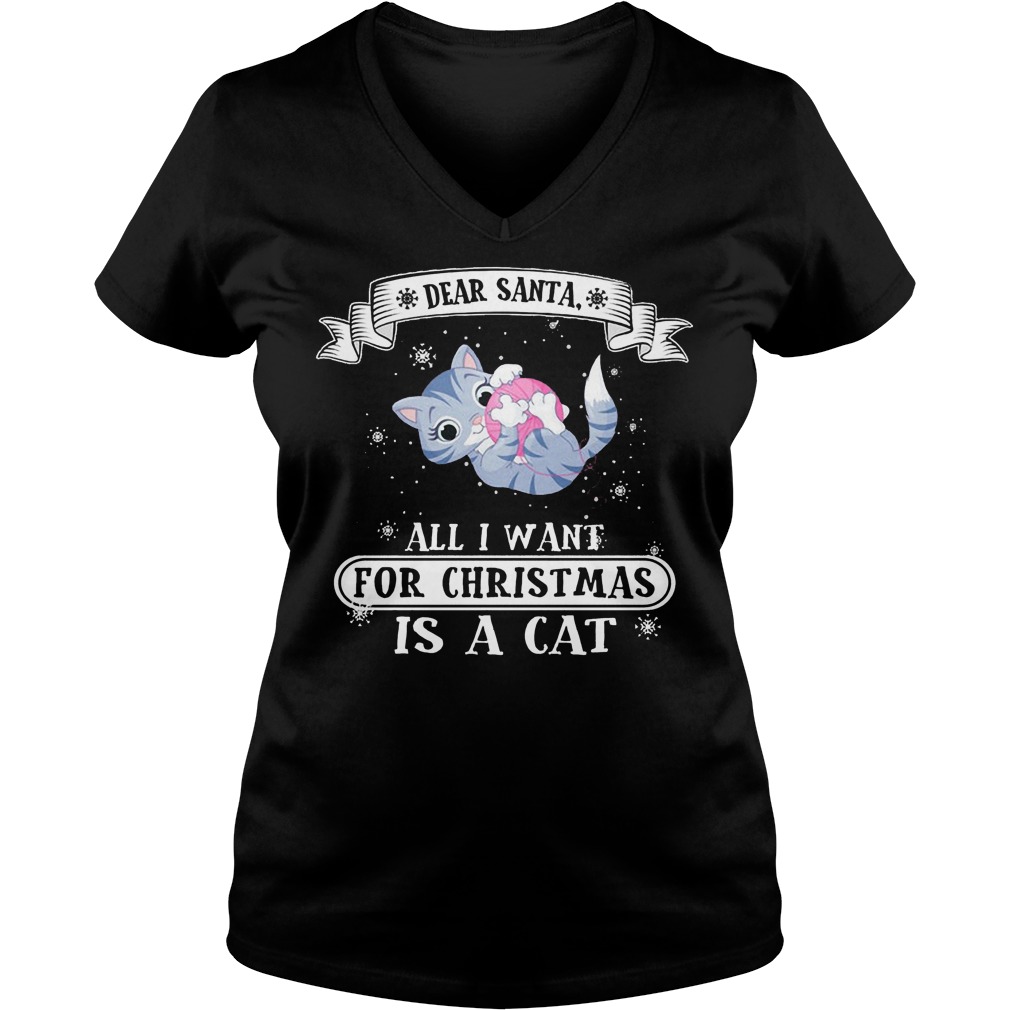 Dear Santa All I Want For Ugly Christmas Is A Cat Ladies V Neck