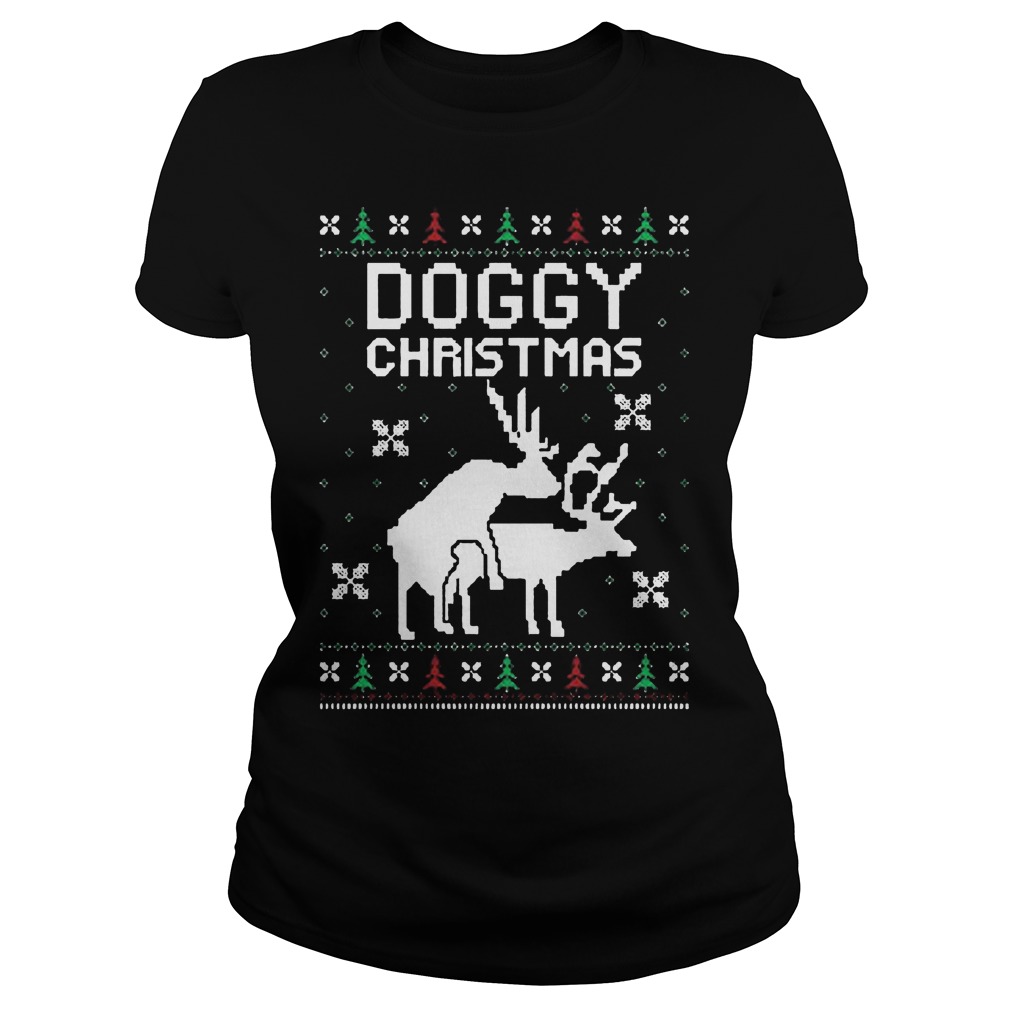 Doggy Ugly Christmas Sweater Hoodie Sweater Longsleeve Ladies Tee