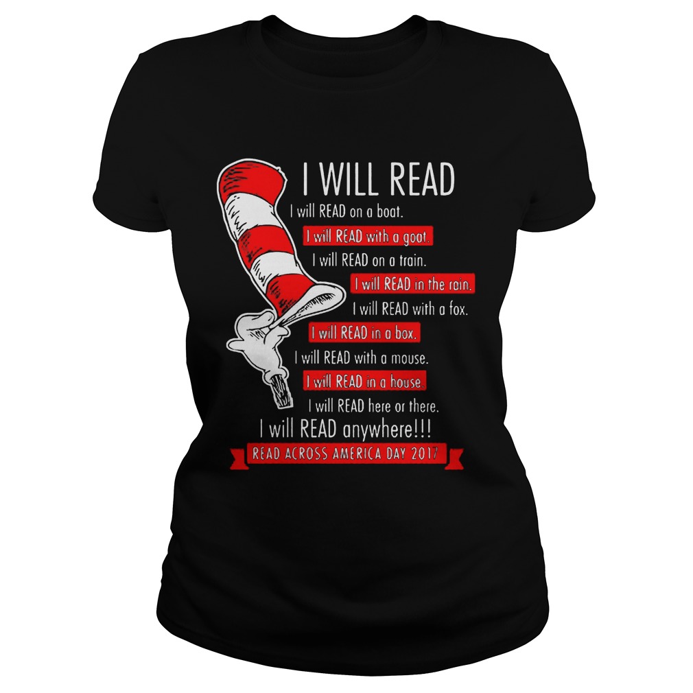 Dr Seuss Will Read Anywhere Across America Ladies Tee