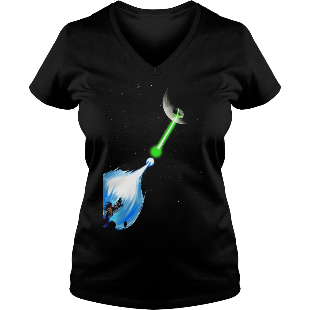 Dragon Ball Songoku Vs Death Star Star Ladies V Neck