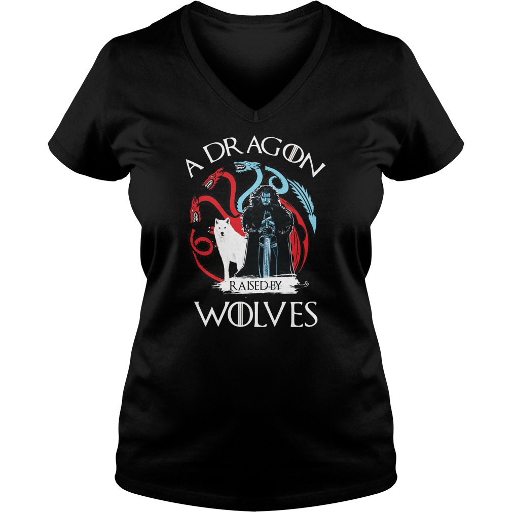 Game Thrones Dragon Raised Wolvess Ladies V Neck