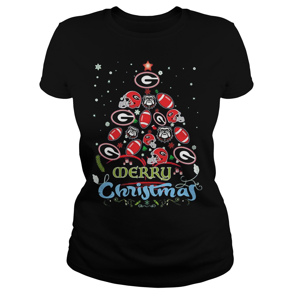 Georgia Bulldog Ugly Christmas Tree Ladies Tee