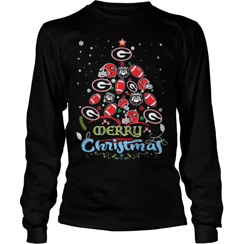 Georgia Bulldog Ugly Christmas Tree Unisex Longsleeve Tee