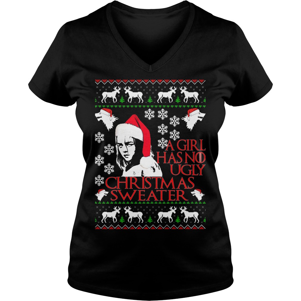 Girl No Ugly Christmas Sweater Vneck