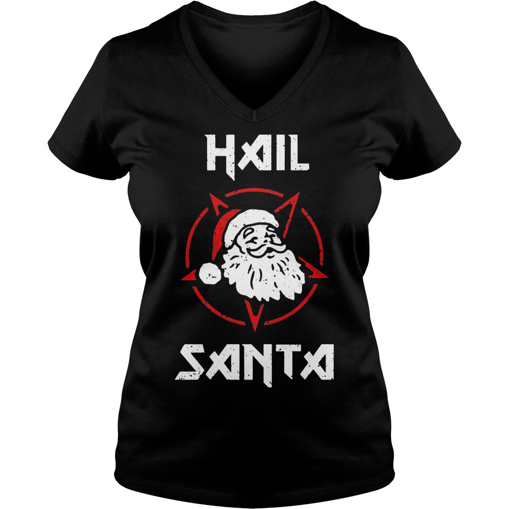 Hail Santa Ugly Christmas Sweater Hoodie Sweater Longsleeve Ladies V Neck