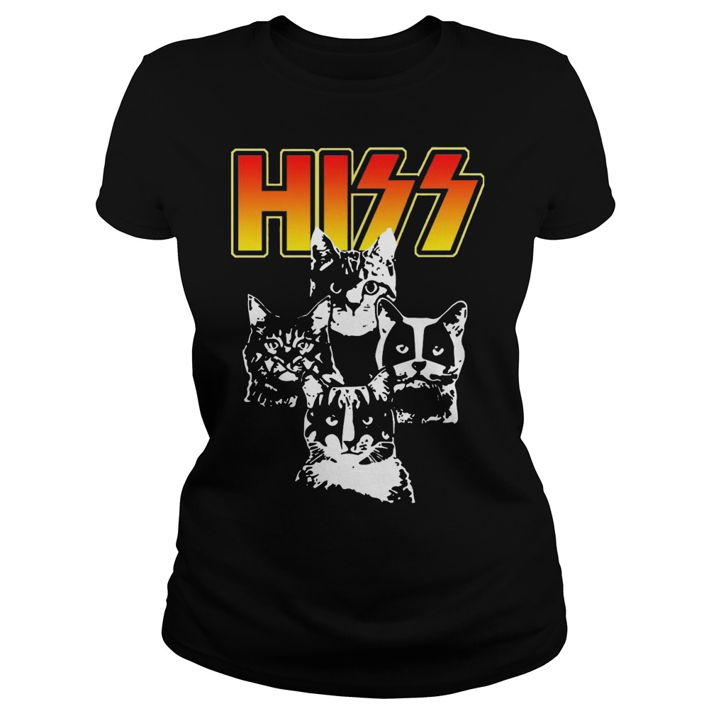 Hiss Kiss Cats Kittens Rocks Ladies Tee