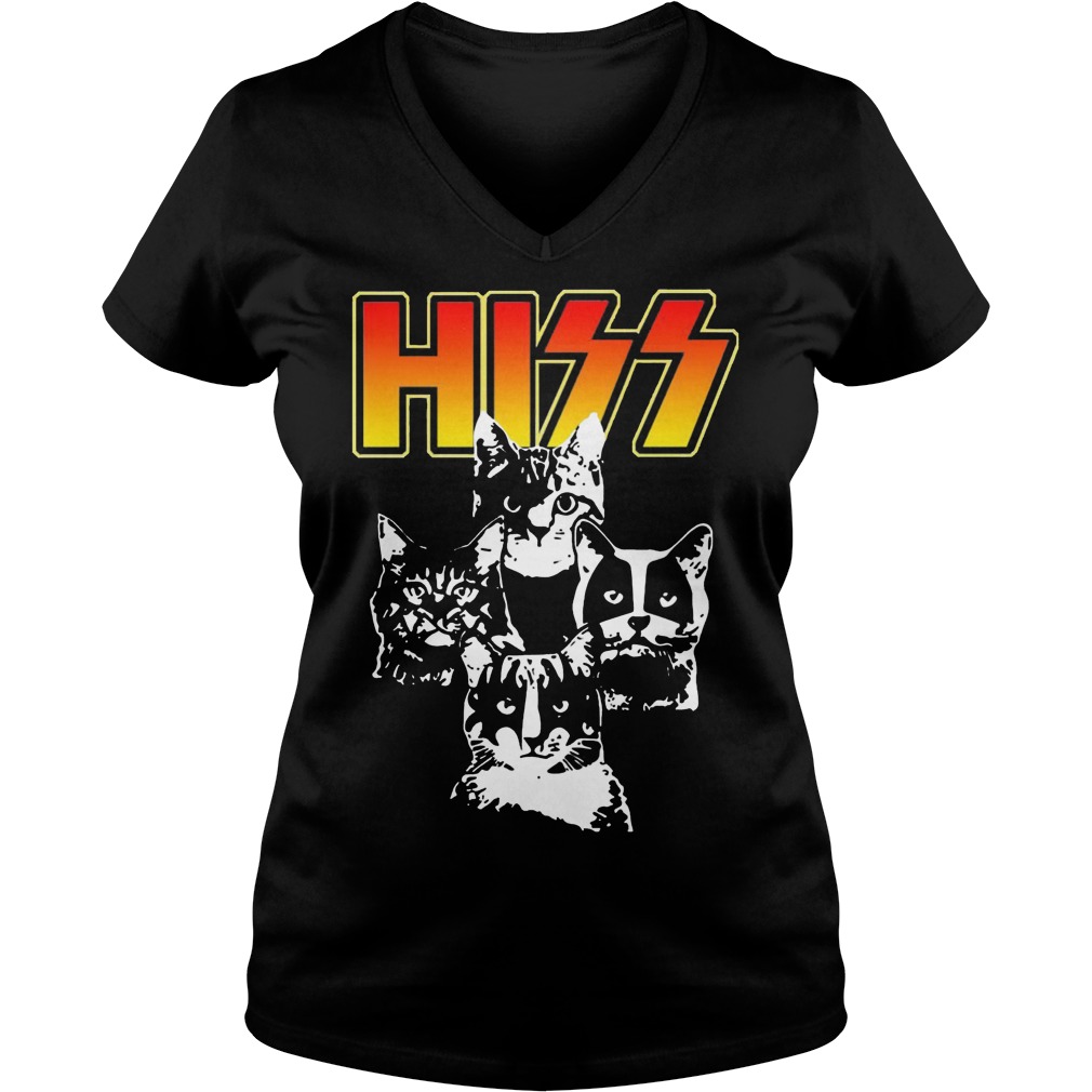 Hiss Kiss Cats Kittens Rocks V Neck