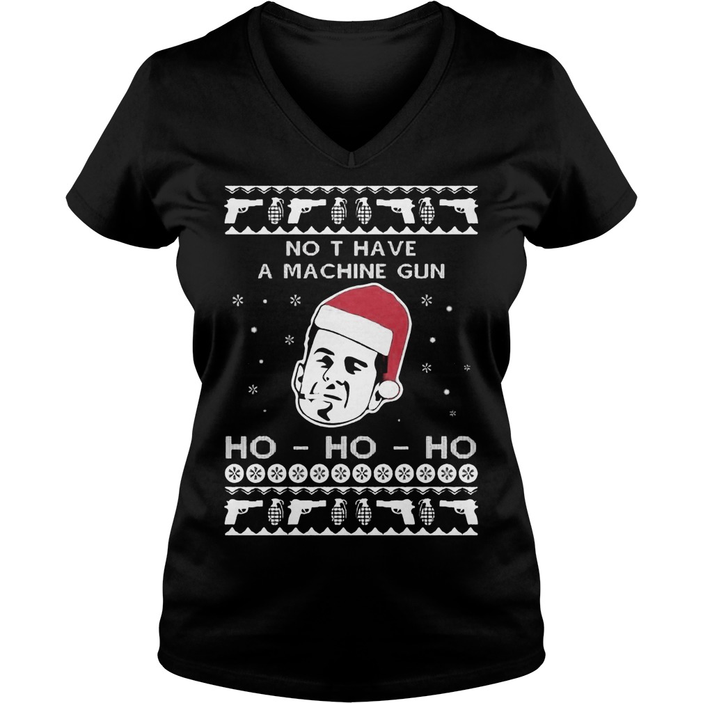 Ho Ho Ho Now Machine Gun Christmas V Neck