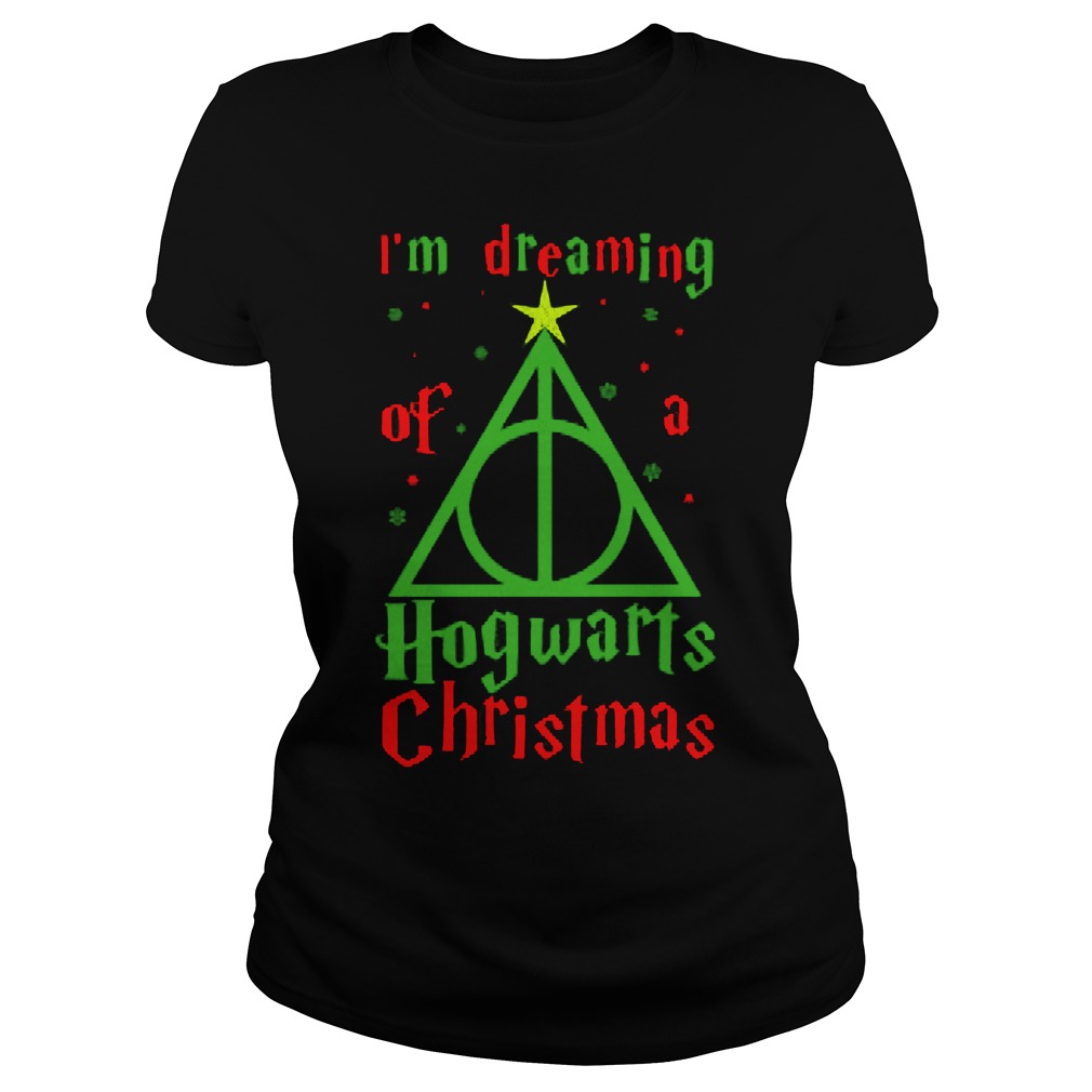 Im Dreaming Of Hogwarts Christmas Ladies Tee