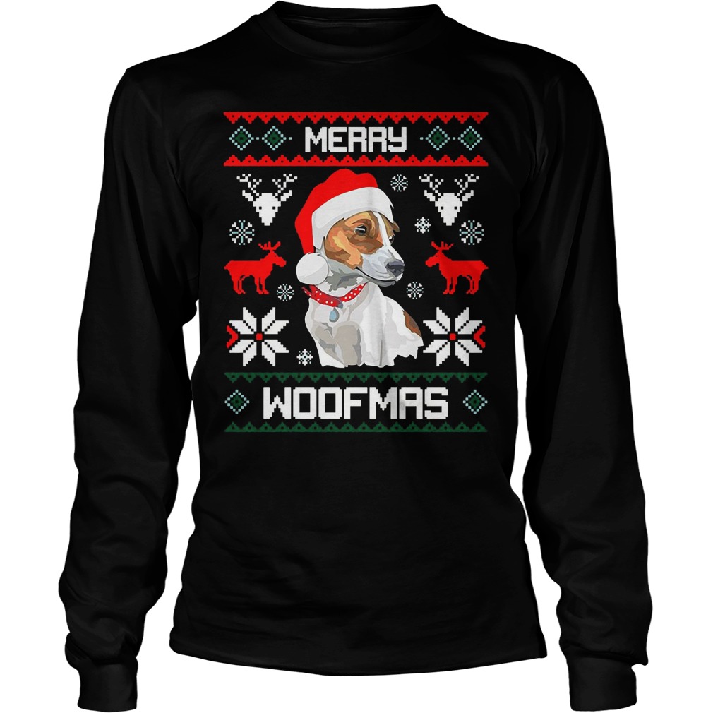Jack Russell Terrier Dog Merry Woofmas Christmas Longsleeve