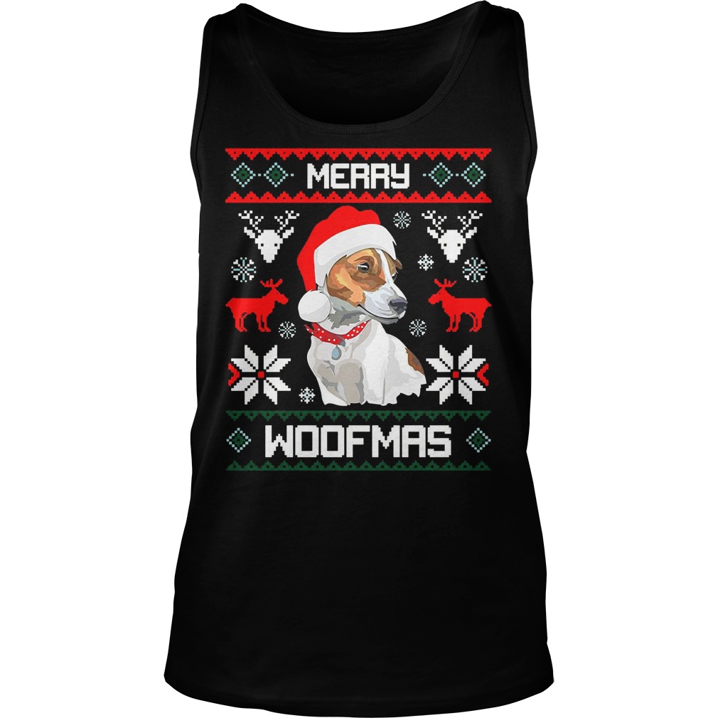 Jack Russell Terrier Dog Merry Woofmas Christmas Tanktop