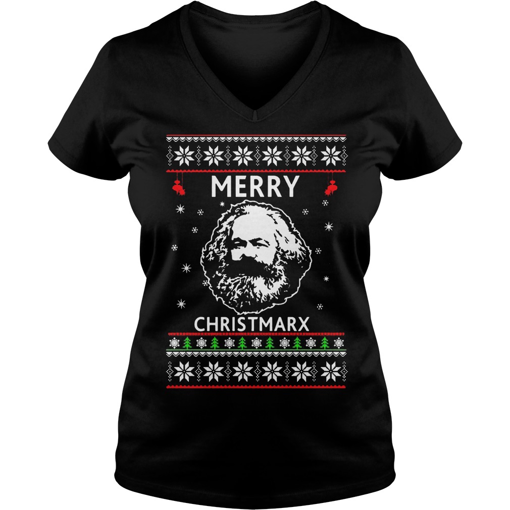 Karl Marx Merry Christmarx V Neck