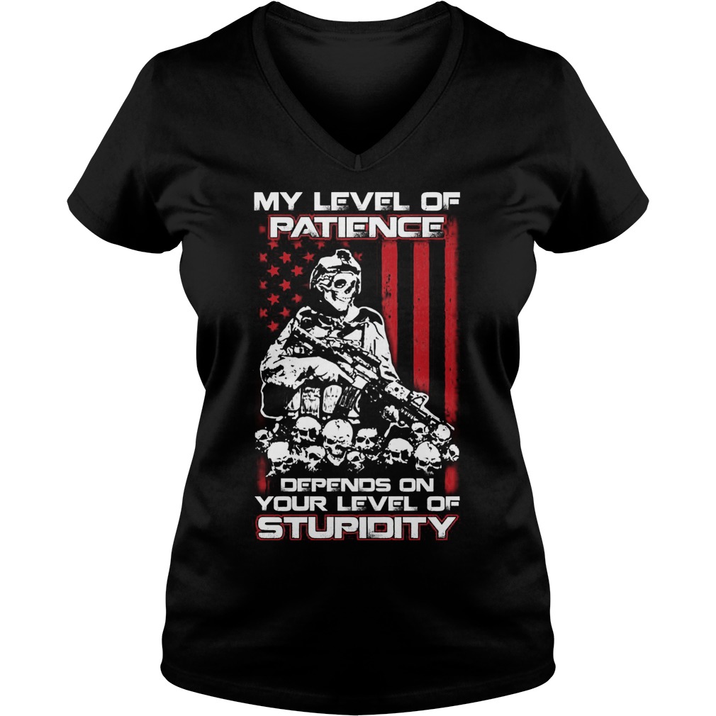 Level Patience Depends Level Stupidity Shirt Hoodie Sweater Longsleeve V Neck