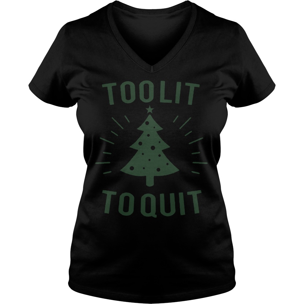 Lit Quit Christmas Tree V Neck
