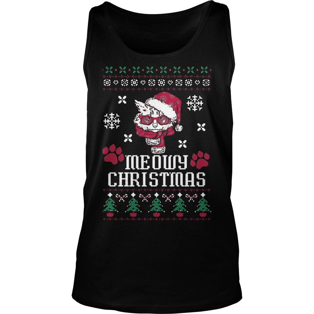 Meowy Christmas Sweat Shirt Hoodie Sweater Longsleeve Tank Top
