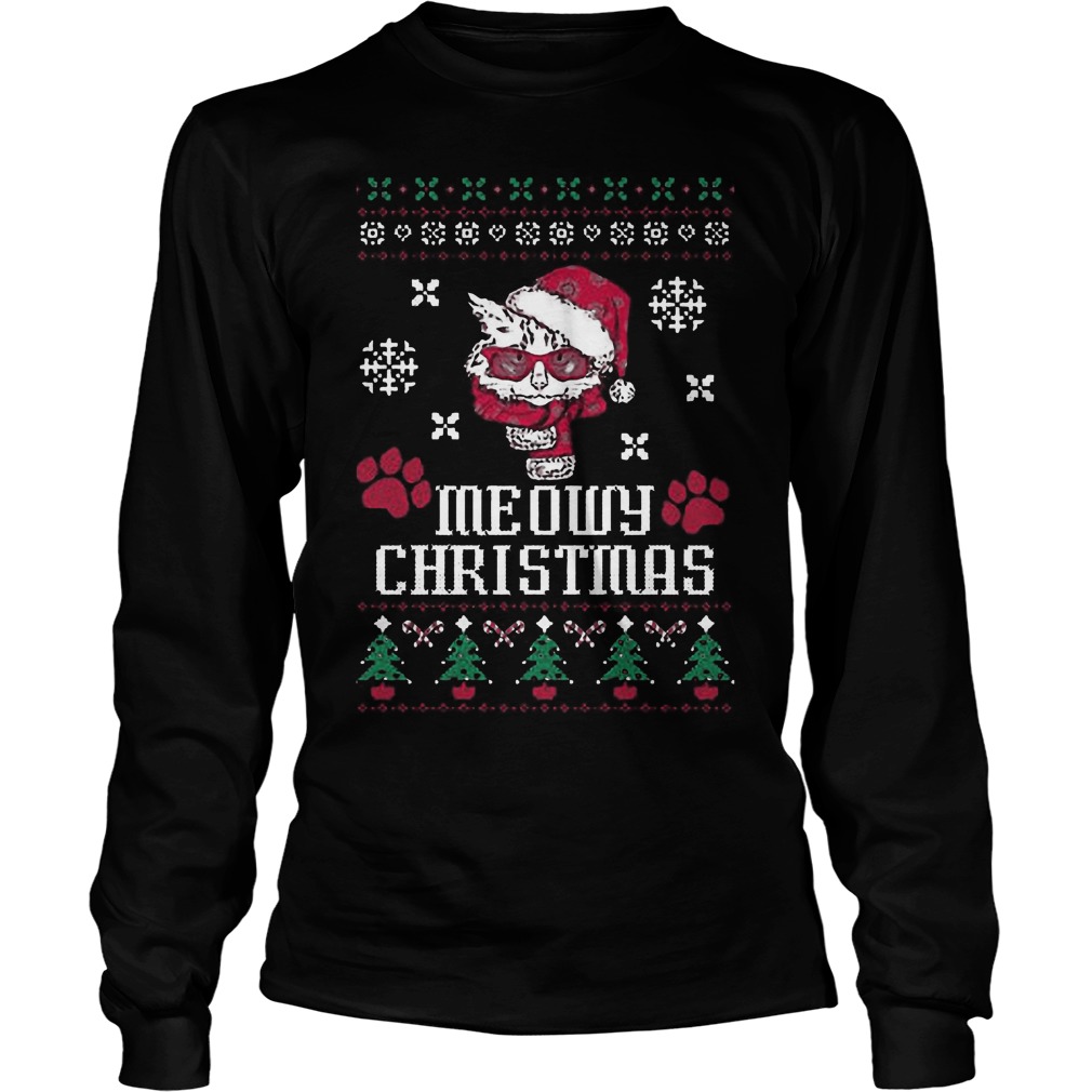 Meowy Christmas Sweat Shirt Hoodie Sweater Longsleeve Tee