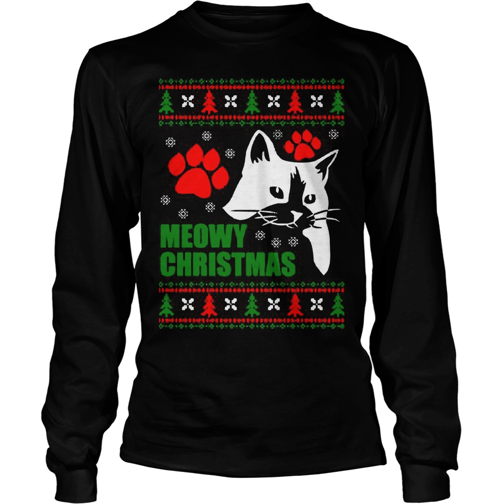 Meowy Ugly Christmas Unisex Longsleeve Tee