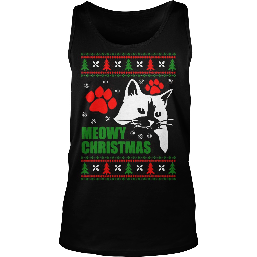 Meowy Ugly Christmas Unisex Tank Top