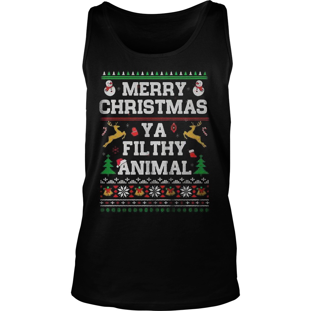 Merry Christmas Ya Filthy Animal Ugly Christmas Unisex Tank Top