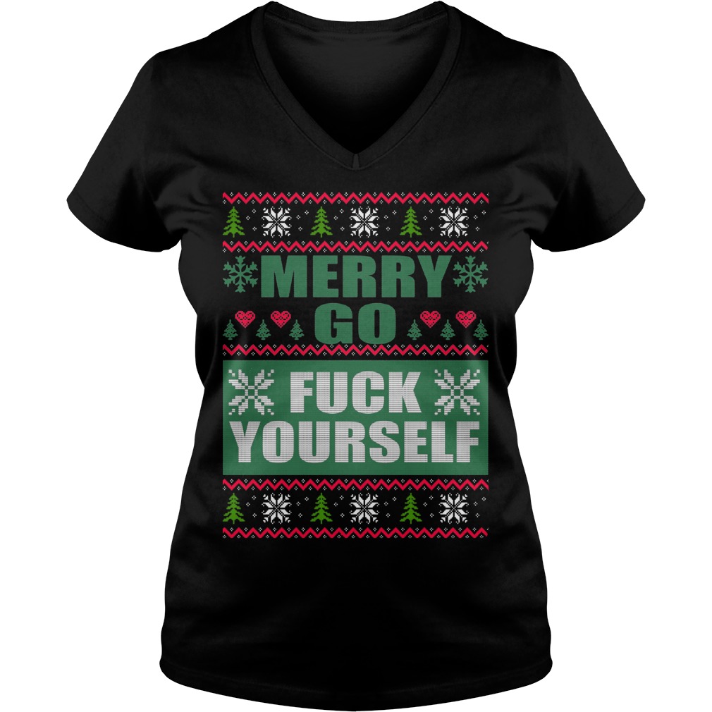 Merry Go Fuck Ugly Christmas V Neck