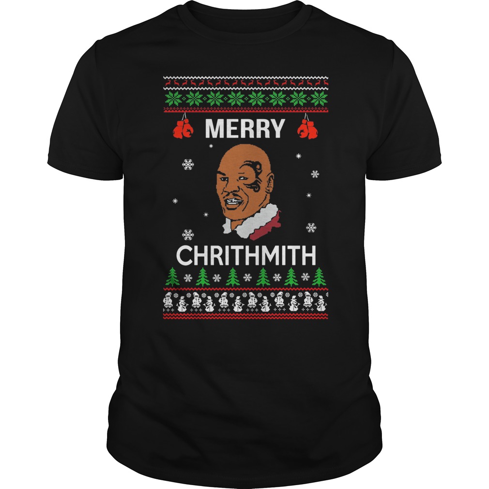 Mike Tyson Merry Chrithmith Christmas Guys Tee
