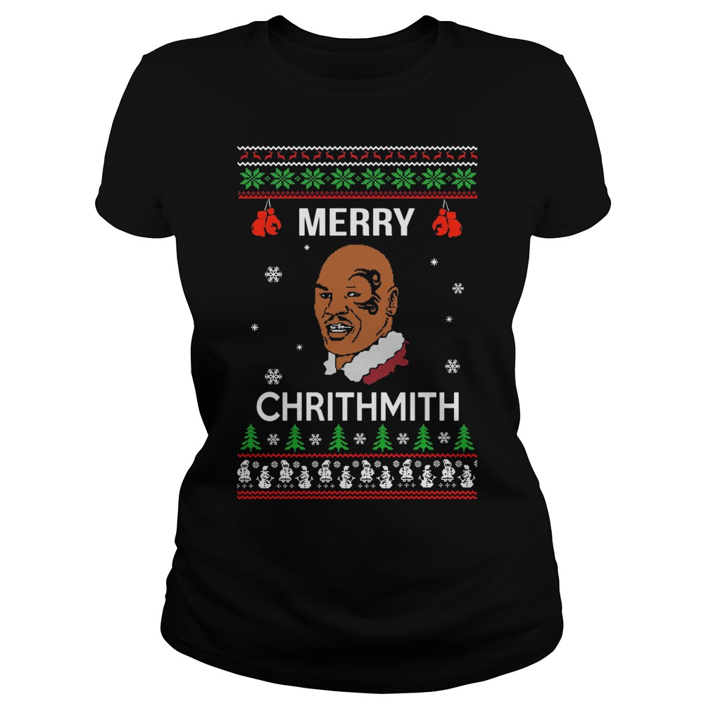 Mike Tyson Merry Chrithmith Christmas Ladies Tee