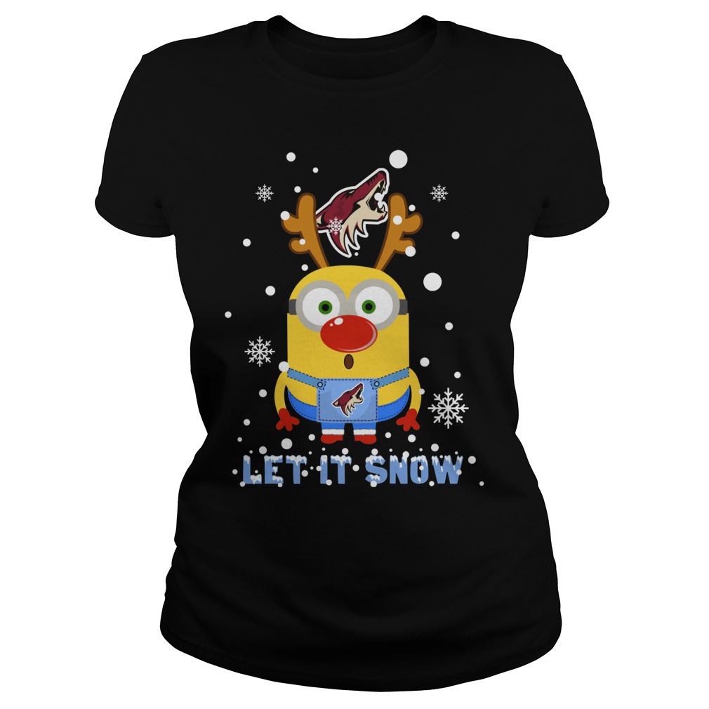 Minion Arizona Coyotes Ugly Christmas Sweater Let Snow Ladies Tee
