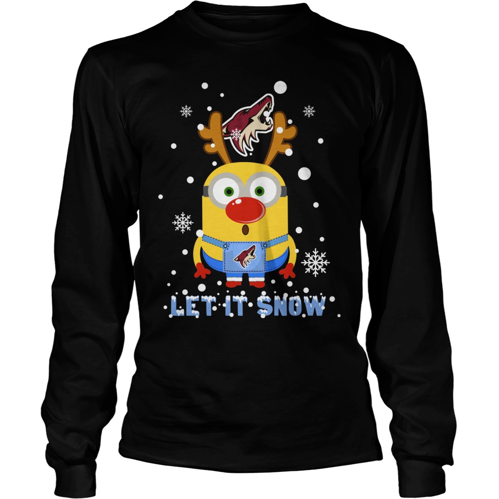 Minion Arizona Coyotes Ugly Christmas Sweater Let Snow Unisex Longsleeve Tee