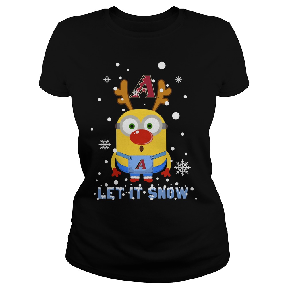 Minion Arizona Diamondbacks Ugly Christmas Sweater Let It Snow Ladies Tee