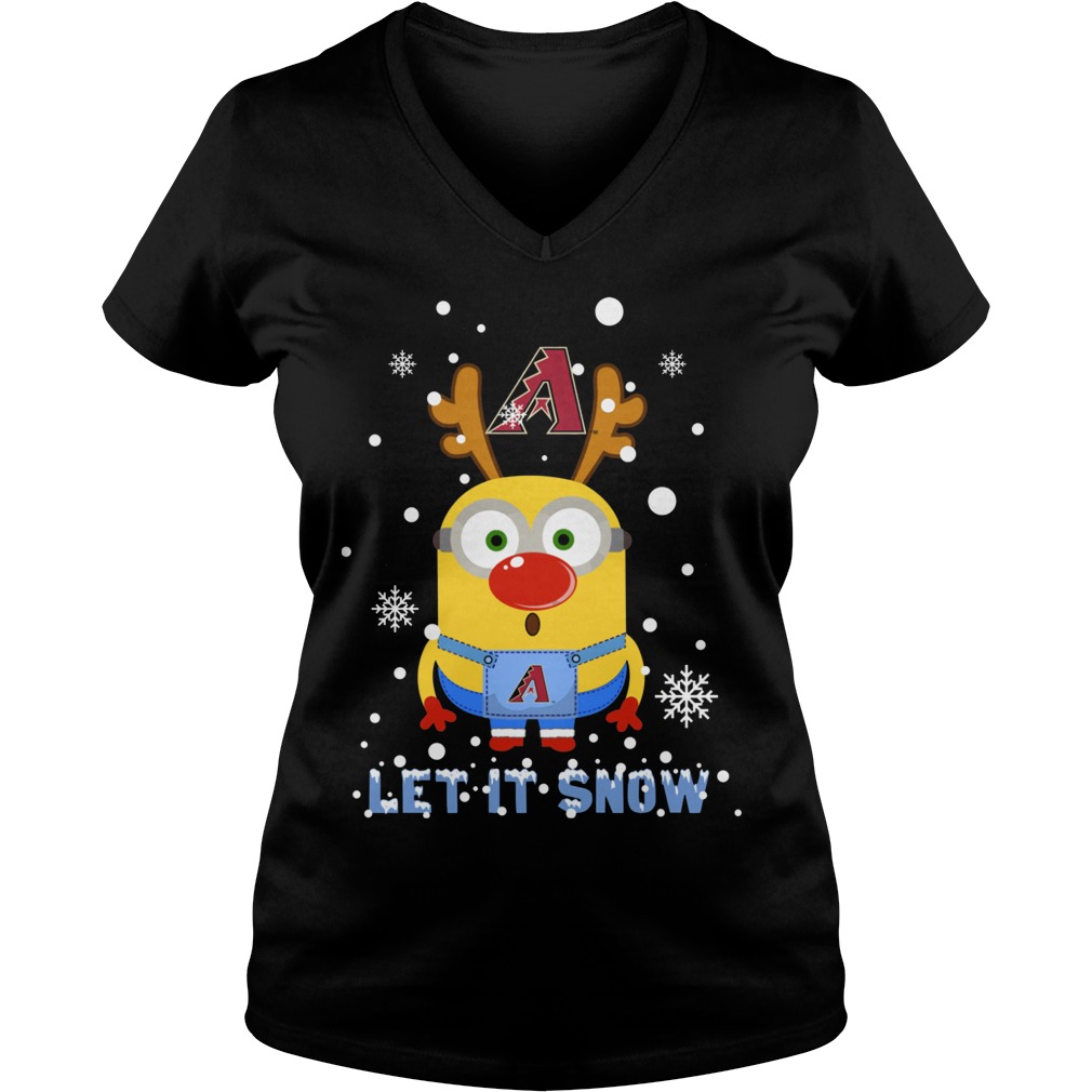 Minion Arizona Diamondbacks Ugly Christmas Sweater Let It Snow Ladies V Neck